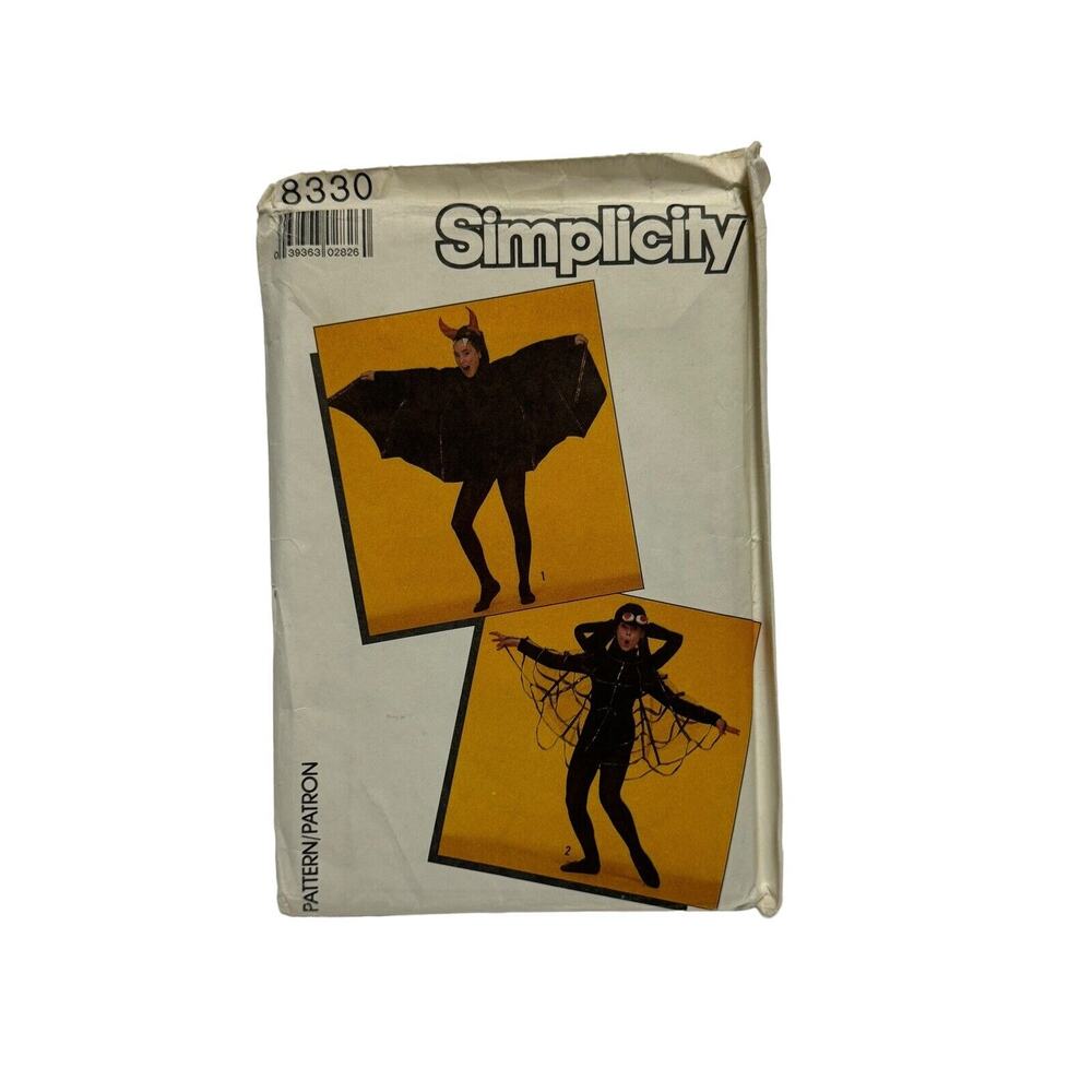 Simplicity 8330 Boys Girls Spider & Bat Costume Cosplay Sewing Pattern 1987